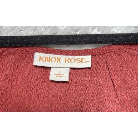 Knox Rose Maroon Boho Prairie Embroidered Long Sleeve Knee Length Dress L - Picture 5 of 13